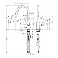 MONOMANDO COCINA EXTRAIBLE FOCUS HANSGROHE